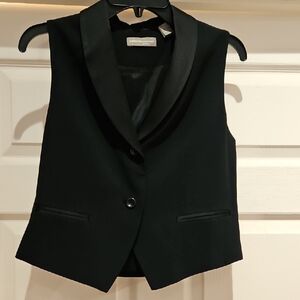 Black Sleeveless Saton Tuxedo Vest